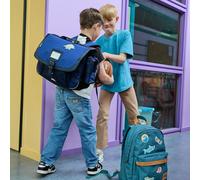 Tann's Cartable garçon Basile Les Fantaisies 38 cm – 2 compartiments – Gourde marine