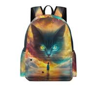 Cartable Scolaire Design Chaton Fille Garçon 7-11 Ans Sac à Dos Imprimé Animal Chat Primaire CE1 CE2 Sac d'École Léger Imperméable pour Cours Voyage Loisirs, Book Bag Rentrée Scolaire et Cadeau