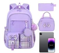 Cartable Scolaire Pour Filles 3 Pièces Cartable Mignon Avec Nœud, Boîte