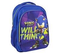 Cartable Scolaire Taille Moyenne Sonic Prime - Violet et Bleu - 31x14x41 cm - en Polyester - Fermeture Éclair et Poche Latérale - Produit Original Conçu en Espagne