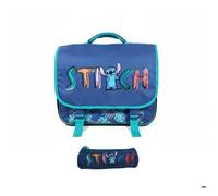 Cartable Stitch + Trousse - 38×31×13 cm - Ensemble Scolaire stitch - Sac à Rabat + Trousse 23×8×8 cm