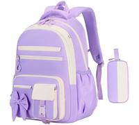 Cartables Filles avec Trousse Grande Capacité ,2 Pièces Sac à Dos, Violet