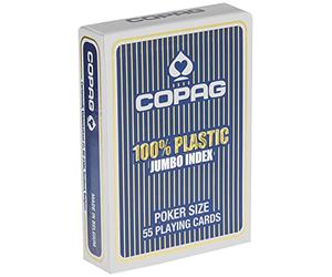Cartamundi Copag - 104001345-100% Plastic - Jeu De Poker - Format 63X88Mm - Jumbo Face - Etui Bleu