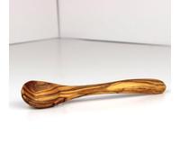 Cartava Coquetier en bois d'olivier fait à la main, design élégant avec un beau motif en bois, accessoire de petit-déjeuner avec cuillère en option (4 cuillères)