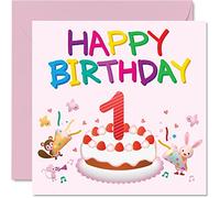 Carte 1er anniversaire pour fille - Carte d'anniversaire fête - Carte d'anniversaire pour fille 1 an cartes d'anniversaire pour filles 145mm carte vœux pour fille nièce petite-fille enfant