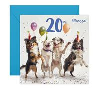 Carte 20 ans pour elle - Célébrons l'anniversaire du chien ! - Carte drôle pour maman, papa ou sœur fan de chien - Idéale pour parents à fourrure - Avec autocollants amusants