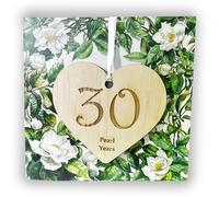 Carte 30e anniversaire de mariage - Carte d'anniversaire de perles de qualité supérieure avec cœur en bois souvenir pour mari, femme ou couple, cadeau pour célébrer une étape importante (30e