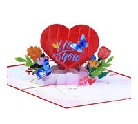 Carte 3D avec cœur d'amour - Carte de voeux 3D - Carte de vœux 3D de Noël avec enveloppe | Carte de mariage pop-up pour couple romantique pour Saint anniversaire, mariage