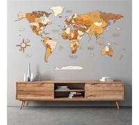 Carte 3D du monde en bois - MEGA Adventurer (300x170 cm) - magnifique décoration murale Multi-couleurs