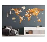 Carte 3D du monde en bois - MEGA Traveler (300x150 cm) - magnifique décoration murale Multi-couleurs
