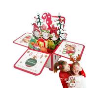 Carte 3D Noël Carte postale 3D gnome des fêtes avec lumière et musique | Vœux de Noël avec sapin Pour et adultes fête d'hiver décoration maison bureau affichage sur une table à