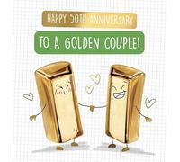 Carte 50e anniversaire de mariage - Carte d'anniversaire de mariage - Carte d'anniversaire de mariage pour couple - Pour un couple doré - Finition feuille d'or
