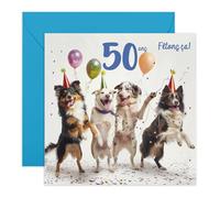 Carte 50e anniversaire pour femmes et hommes - Fêtez l’anniversaire du chien avec humour - Cadeau original pour parents, mamans, papas et tout ami des chiens - Autocollants inclus