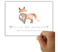 Carte à Gratter - Annonce Sexe du bébé : Fille - Renard - c'est une Fille