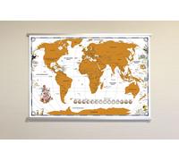 Carte à gratter Cartes géographiques - Carte à gratter - Carte du monde politique + 2 Panneaux d'affichage en aluminium 93,5 cm