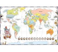 Carte à gratter Cartes géographiques - Carte à gratter - Carte du monde politique + 2 porte-affiches en plastique transparent 93 cm