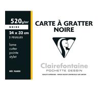 Carte à gratter - CLAIRE FONTAINE - 2 Feuilles - 24x32 cm - Noir