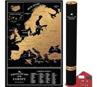 Carte à Gratter de l'Europe Facile à Encadrer - Poster de Carte de Voyage Européen 61x41 avec Villes - Grandes Cartes Murales avec Epingles et Grattoir Inclus - Scratch off Europe Map
