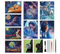 Carte a Gratter pour Enfants Adulte, 8 Dessin a Gratter Adulte, Papier à gratter A4 Scratch Paper Scratch Art Kit pour Bricolage Artisanat Home Decor Art Project pour Noël Cadeau d'anniversaire