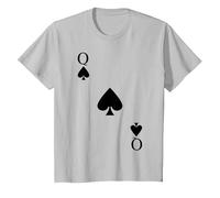 Carte à Jouer Pique Reine Dame Carnaval Costume T-Shirt, Enfant, Argent, 10 Ans