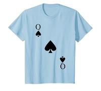 Carte à Jouer Pique Reine Dame Carnaval Costume T-Shirt, Enfant, Bleu Céleste, 12 Ans