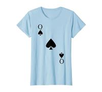 Carte à Jouer Pique Reine Dame Carnaval Costume T-Shirt, Femme, Bleu Céleste, L
