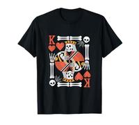 Carte à jouer squelette drôle King of Hearts Halloween Poker T-Shirt