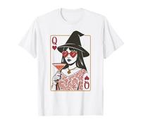 Carte à Jouer Vintage Queen of Hearts Witch Cocktail T-Shirt