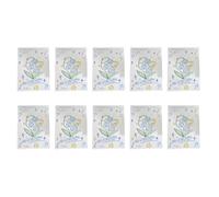 Carte à message ajoutée, bleu | Lot de 10 notes de vœux pliables en papier avec motif bouquet 3D, 98 x 67 mm