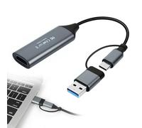 Carte Acquisition Vidéo, Carte de Capture Vidéo 4K 30Hz HDMI vers USB A/C 3.0 1080P HD Enregistrement Streaming Plug Play Streaming Compatible avec MacBook iPad Pro PC Switch PS5 Xbox TV Stick Caméra