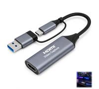 Carte Acquisition Vidéo HDMI vers USB C 3.0, Carte Capture Vidéo 4K 1080P 60FPS, Adaptateur Plug Play pour Streaming, Jeux, Enregistrement, Réunion, Cours Ligne, Caméra, Console, PC Mac Laptop Windows