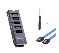 Carte adaptateur M.2 NVMe vers 5 ports SATAIII Carte adaptateur SATA3.0 RAID 2280 coque en alliage avec câble