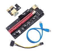 Carte Adaptateur Pcie 1x à 16x Bleue en Alliage, Extension | 1 Set, 4 Condensateurs Noirs Solides, Interfaces Dual 6pin et Grand 4pin, Carte Pcba