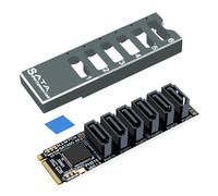 Carte adaptateur PCIe3.0 6G 6 ports pour sauvegarde de données configuration sans outil et vitesse de 6 Gbit/s par port PC/serveur Carte d'extension de stockage PCIe