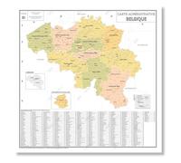 Carte Administrative de la Belgique - Poster Plastifié 100x100cm - Édition 2026