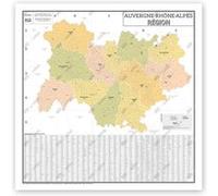 Carte Administrative de la Région Auvergne-Rhône-Alpes - Poster Plastifié 120x120cm G