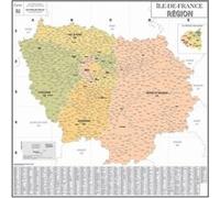 Carte de France Murale - Carte Administrative - Région Île-de-France - Modèle Vintage - Poster Plastifié 100x100CM