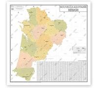 Carte Administrative de la Région Nouvelle-Aquitaine - Poster Plastifié 120x120cm