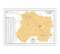 Carte administrative du département de la Marne - Poster Plastifié 70x100cm