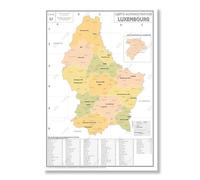 Carte Administrative du Luxembourg - Poster Plastifié 100x70cm