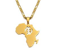 Carte Africaine Symbole Pendentif Colliers Femmes Hommes, Adinkra Gye Nyame Bijoux Ethniques Ghana, Vintage Contour Tendance Patriotique Accessoires Unisexe, Chaîne Réglable Charme Contour Cade