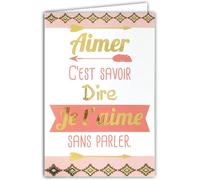 Carte Aimer C'est Savoir Dire Je T'aime Sans Parler Déclaration D Amour Saint Valentin 14 Février Avec Enveloppe Blanche Format 12x17,5cm Fabriqué En France
