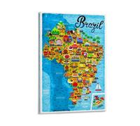 Carte alimentaire du Brésil - Œuvre d'art, affiche, art mural, peinture, toile, cadeau, salon, impression, chambre à coucher, décoration, oeuvres d'art 40 x 60 cm