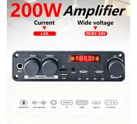 Carte amplificatrice 200W 2×100W, amplificateur audio Bluetooth avec lecteur numérique, USB/TF/AUX/FM, micro et télécommande pour voiture, maison et bricolage. BIG
