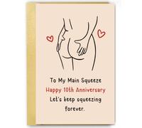 Carte amusante de 10e anniversaire de mariage pour mari, épouse, petit ami | Carte d'anniversaire de 10 ans pour couples, lui, elle, femme, homme, carte d'anniversaire de jeu de mots coquins