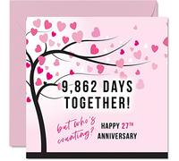 Carte amusante de 27e anniversaire pour femme ou mari - 9862 Days Together - Cadeau « I Love You », cartes de 27e anniversaire de mariage pour partenaire, 145 mm x 145 mm