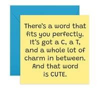 Carte amusante de jeu de mots chat - « There's a Word That Fits You » - Jolie carte d'amour ou d'amitié pour lui, elle, collègue, camarade de travail, voisin, nièce, neveu, grand-mère, grand-père