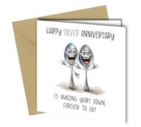 Carte amusante pour 25e anniversaire, design unique, « Happy Silver Anniversary » 25 years down, Forever to go #1737
