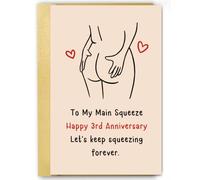 Carte amusante pour 3e anniversaire de mariage pour mari, épouse, petit ami | Carte d'anniversaire de 3 ans pour couples, lui, elle, femme, homme, carte coquine
