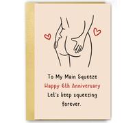 Carte amusante pour 6e anniversaire de mariage pour mari, épouse, petit ami | Carte d'anniversaire de 6 ans pour couples, lui, elle, femme, homme, carte d'anniversaire de jeu de mots coquins